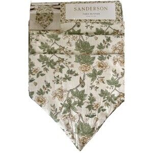 Sanderson Table Runner Chiswick Grove 108x18 Reversible Pointed Ends 100% Cotton